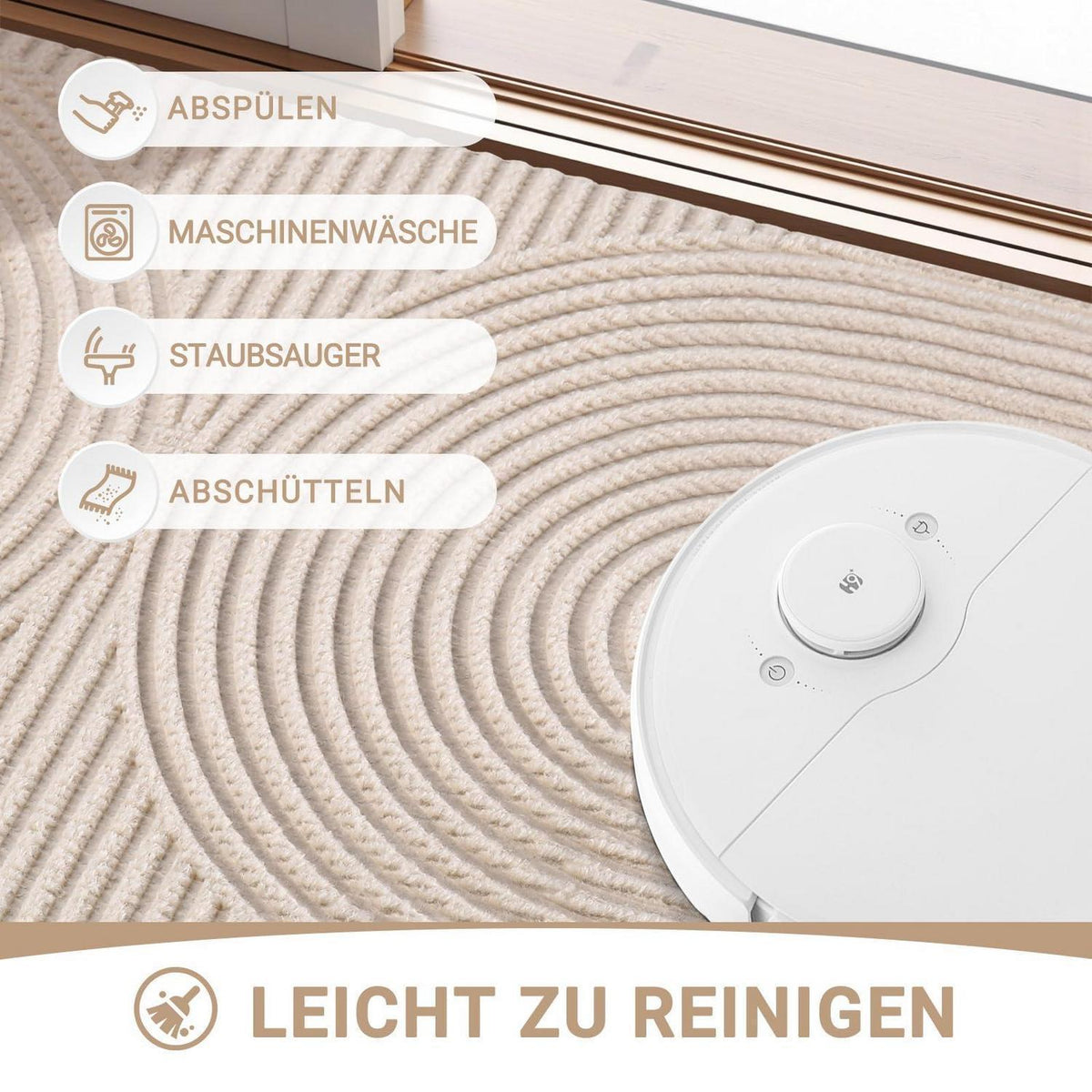 Fußmatte 60x90cm rutschfest – Elfenbein Wellen Design