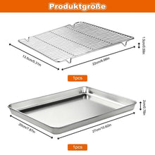 Edelstahl Backblech mit Abkühlgitter – Rechteckiges Kuchenblech 27x20cm