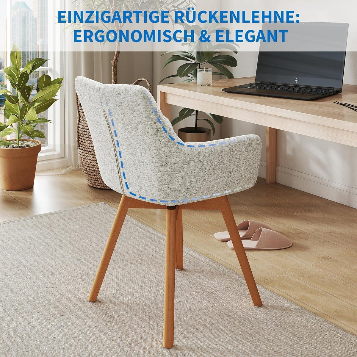 Drehbare Esszimmerstühle 4er Set Beige – Komfortabler Polsterstuhl