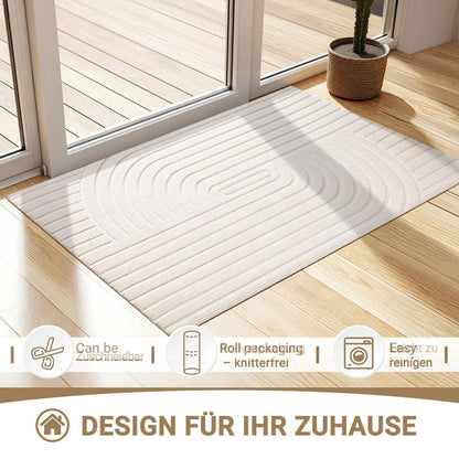 Fußmatte 50x80cm rutschfest – Elfenbein Wirbel
