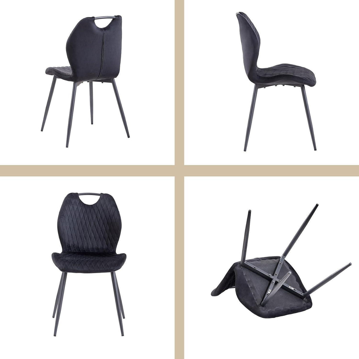 Esstisch Set 140x78cm mit 4 Esszimmerstühlen Dunkelbraun/Schwarz