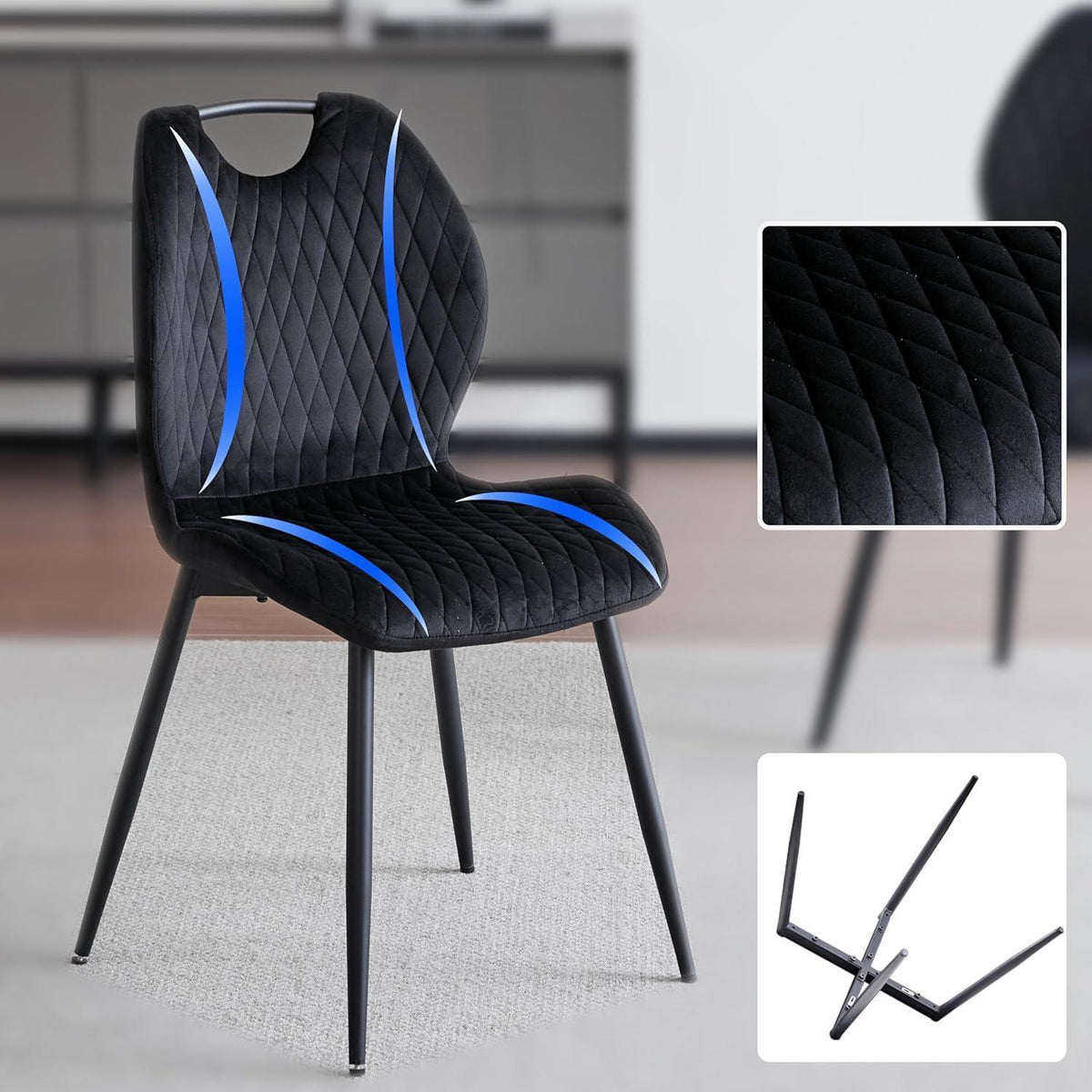 Esstisch Set 140x78cm mit 4 Esszimmerstühlen Dunkelbraun/Schwarz