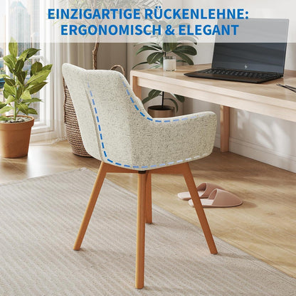 Drehbare Esszimmerstühle 4er Set Khaki – Bequeme Polsterstühle