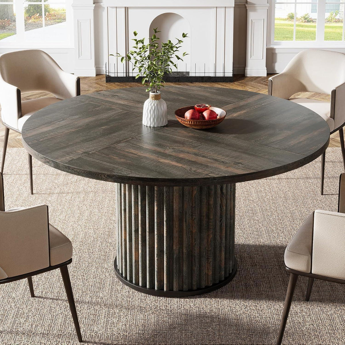 Runder Esstisch 120cm Schwarz – Moderner Esszimmertisch für 4-6 Personen