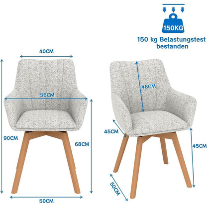 Drehbare Esszimmerstühle 2er Set Beige – Komfortabler Polsterstuhl