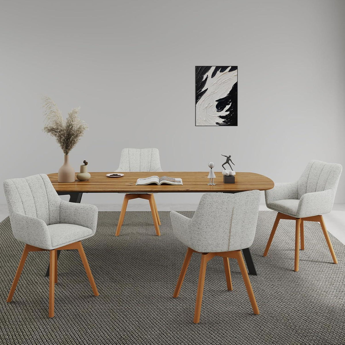 Drehbare Esszimmerstühle 2er Set Beige – Komfortabler Polsterstuhl