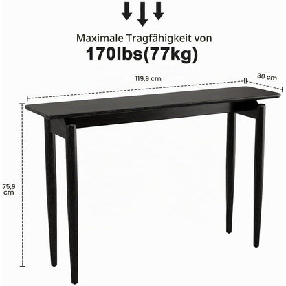 Schmaler Konsolentisch Holz Schwarz 30x120x76 cm