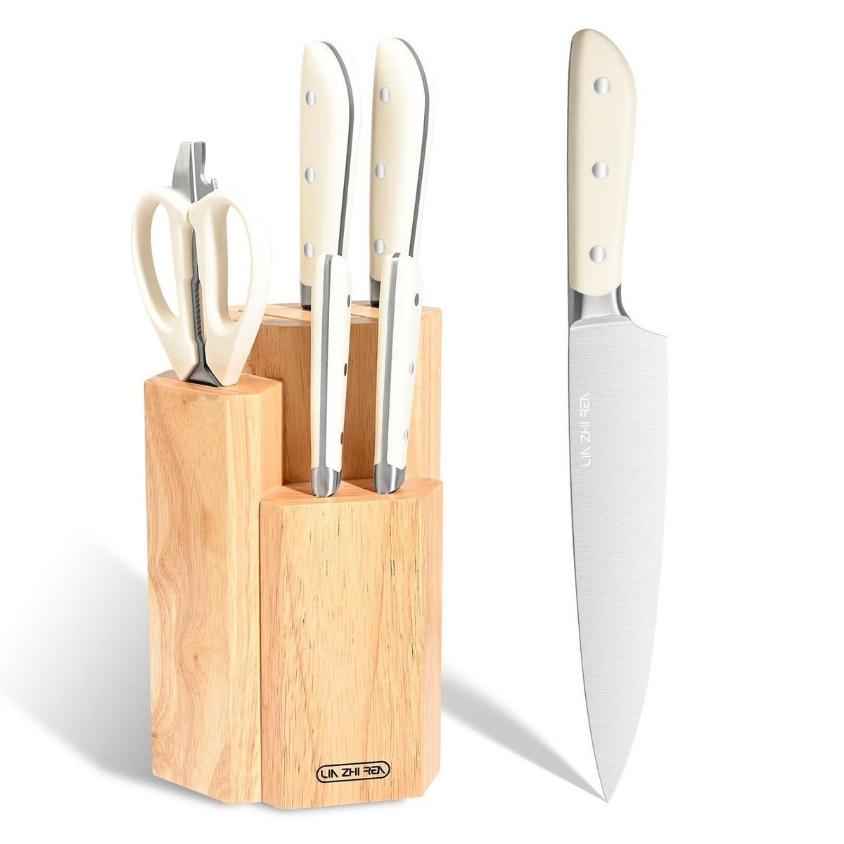 7-teiliges Küchenmesser-Set Edelstahl mit Block