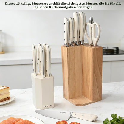 13-teiliges Küchenmesser-Set Edelstahl mit Messerblock & Messerschärfer