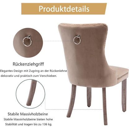 Samt Esszimmerstühle 4er Set mit Massivholzbeinen