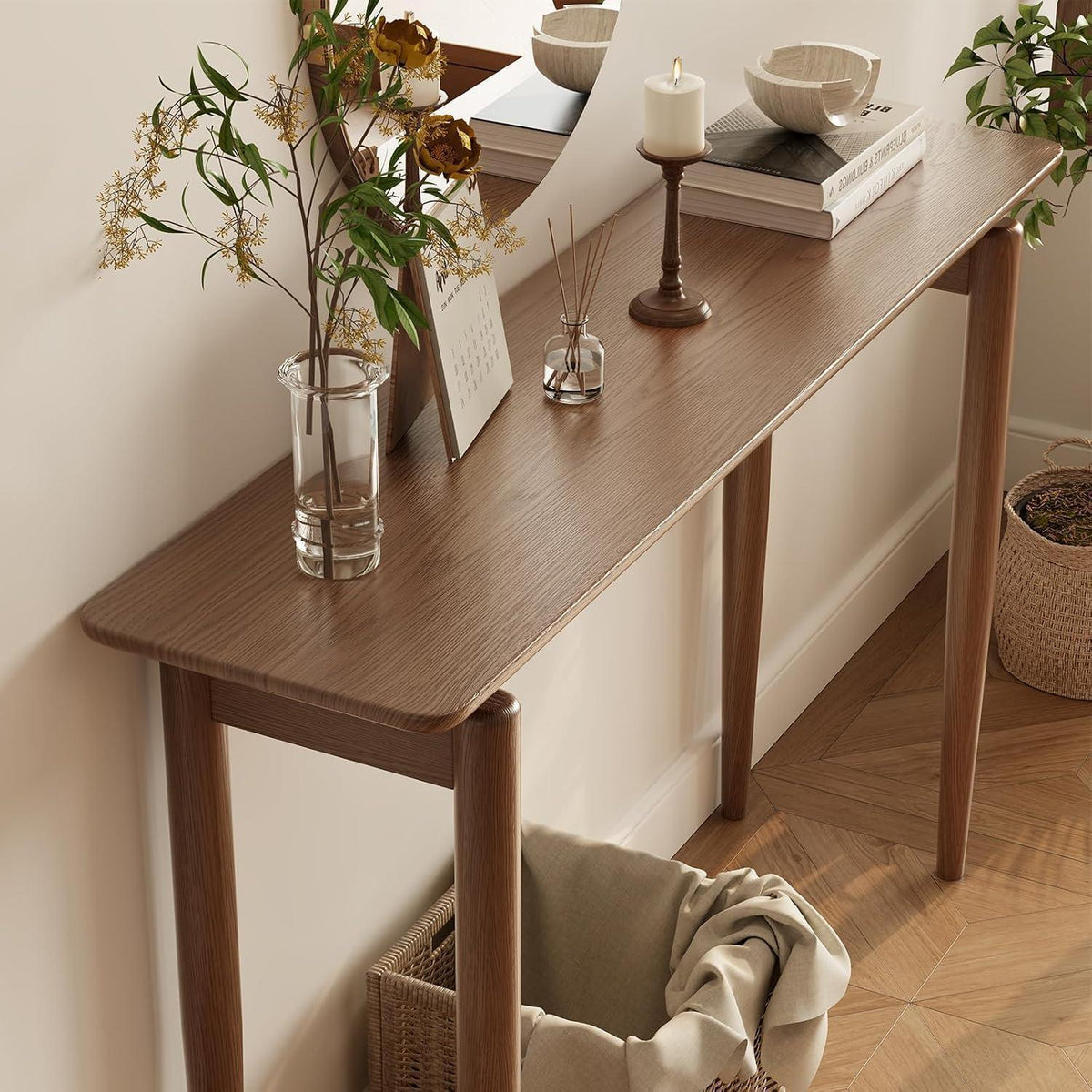 Schmaler Konsolentisch Holz – Walnussbraun, 120x30x76 cm