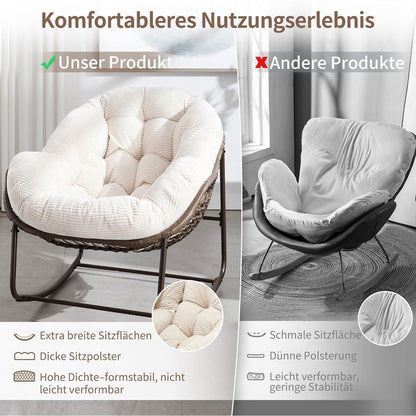 Outdoor Schaukelstuhl Papasan mit Kissen - Weiß