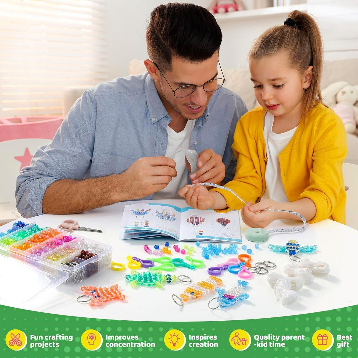 Perlentiere Bastelset Kinder – Glow in the Dark Schlüsselanhänger DIY