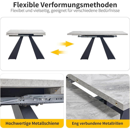 Ausziehbarer Esstisch 99-159cm – Esszimmer Tisch mit Marmor Optik