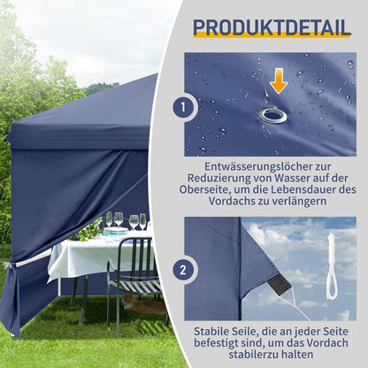3x3m Faltpavillon mit Seitenwänden – Wasserdicht & UV-Schutz