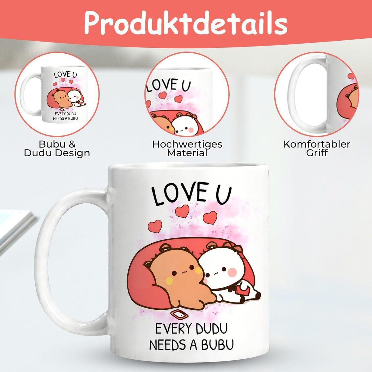 Bubu Dudu Tasse – Doppelseitig Bedruckter Kaffeebecher 350ml