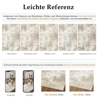 Waschbarer Teppich Wohnzimmer 160x230cm Beige & Braun Abstrakt