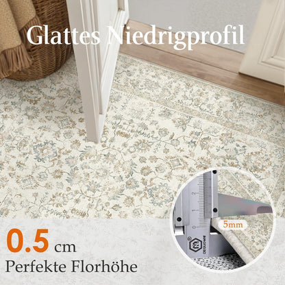 Waschbarer Teppich Wohnzimmer 200x300cm Teebraun Light