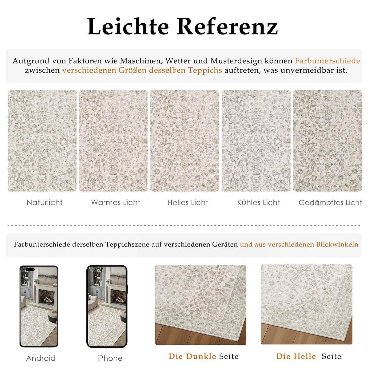 Creme Teppich Wohnzimmer 240x300cm – Waschbar & Rutschfest