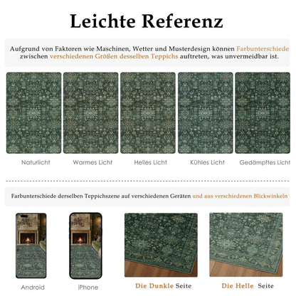 Vintage Teppich Grün 160x230cm - Rechteckiger Wohnzimmerteppich
