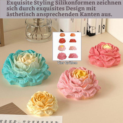 Silikonform Blumen 4er Set – Gießformen Rosen für Kerzen & Gips