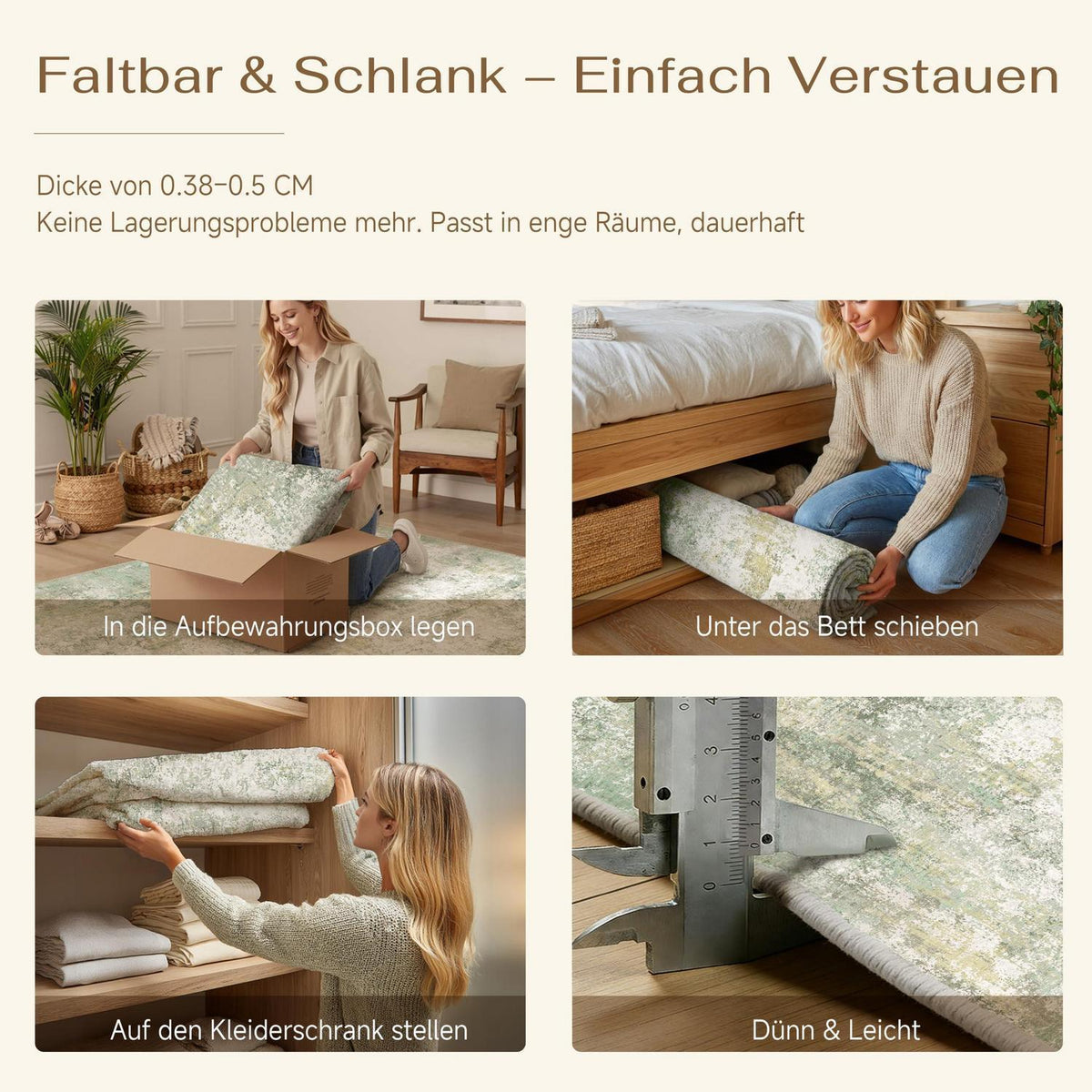 Grüner Abstrakt Teppich 160x230cm – Waschbar & Rutschfest