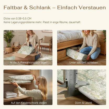 Grüner Abstrakt Teppich 160x230cm – Waschbar & Rutschfest