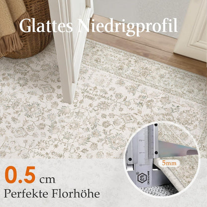 Creme Teppich Wohnzimmer 200x300cm – Waschbar & Rutschfest