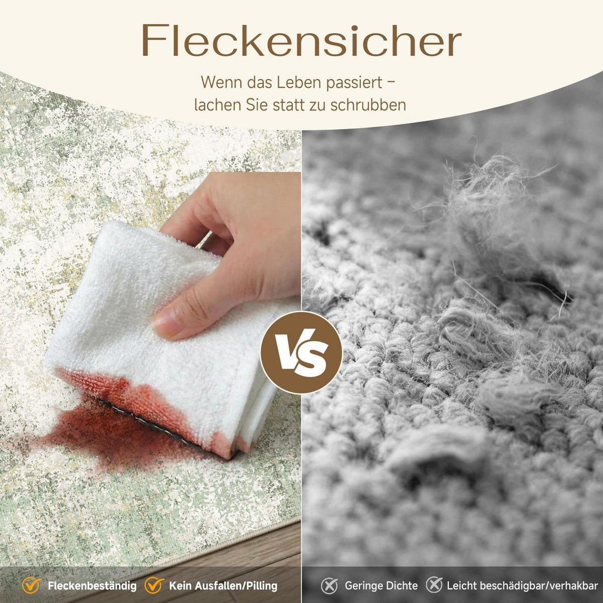 Grüner Abstrakt Teppich 240x300cm – Waschbar & Rutschfest