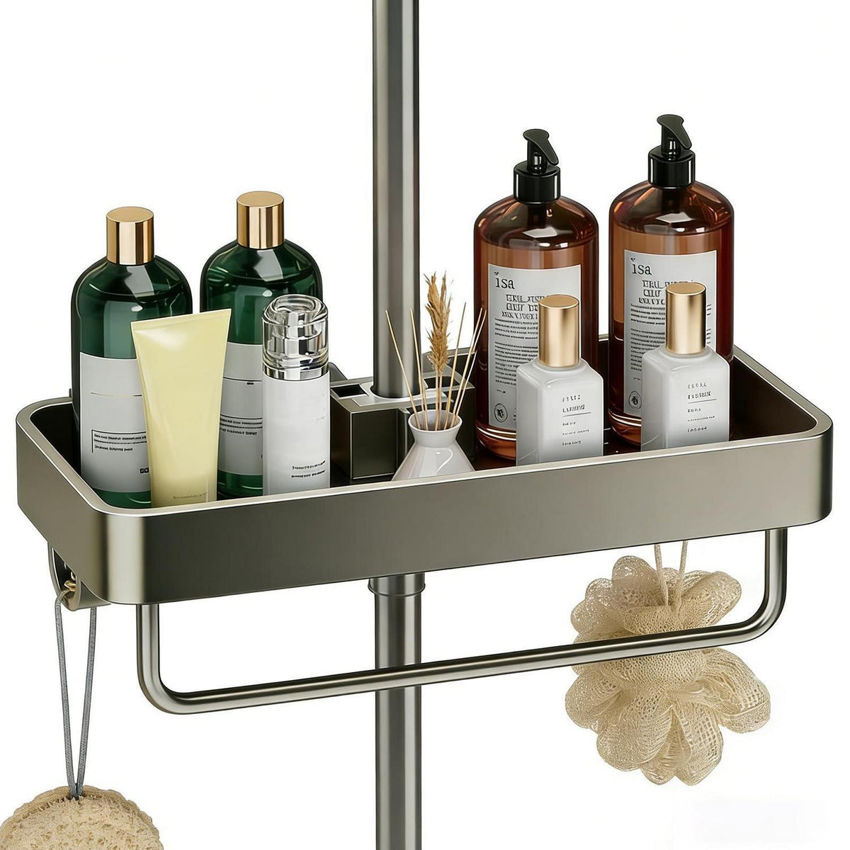 Duschablage Ohne Bohren für Duschstange – Shampoo Halterung Badezimmer Organizer
