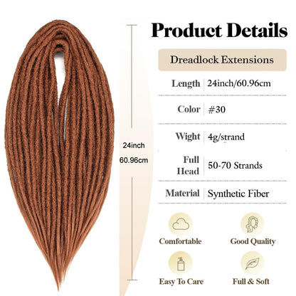 24 Zoll Dreadlock Extensions – Handgefertigte Locs für Hippie-Look