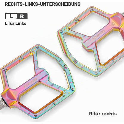 MTB Pedale Profi-Edition – CNC Aluminium, Ultraflach, Rainbow Matte