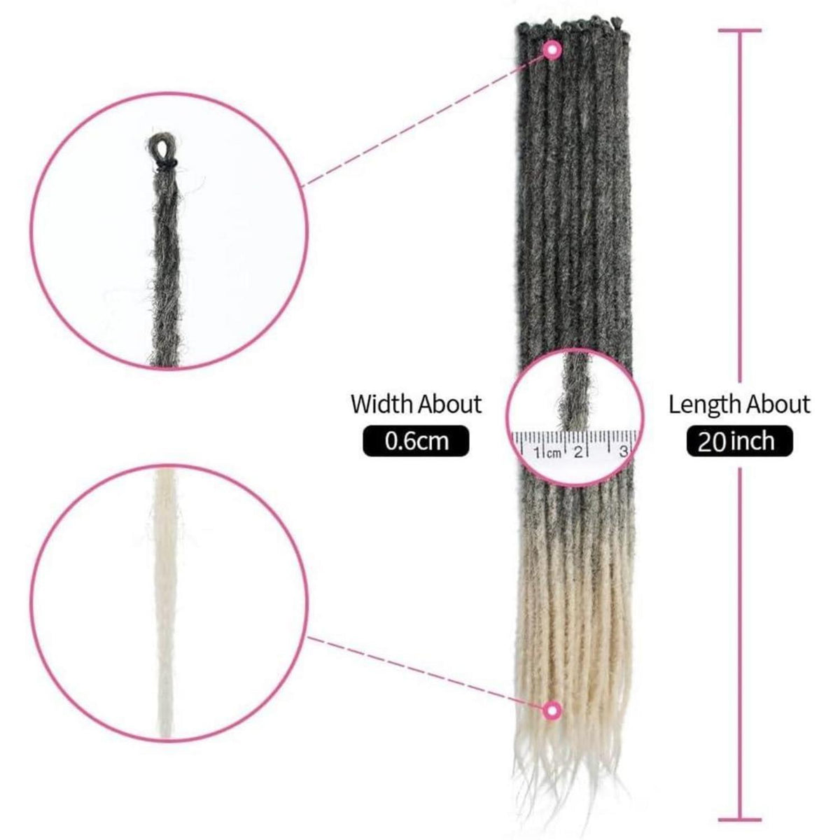 24 Zoll Dreadlock Extensions – Handgefertigte Locs Schwarz Blond