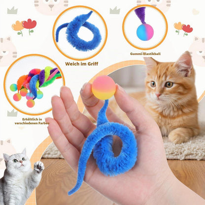 7-teiliges Katzenspielzeug-Set: Interaktive Würmer & Hüpfbälle