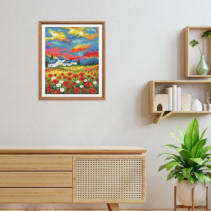 Kreuzstich Set Blumenmotiv 40x50cm – Vorgedruckt für Anfänger