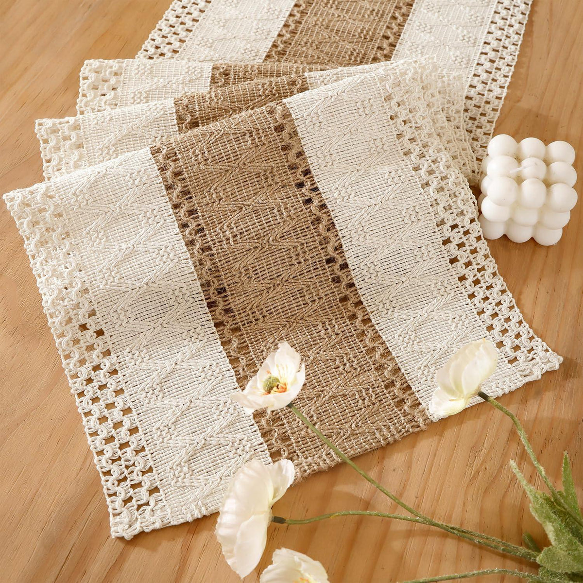 Tischläufer Makramee Jute Natur Boho 30 x 80 cm