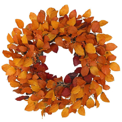 Künstlicher Herbstkranz 61cm mit Laub & Beeren, Burgunderrot