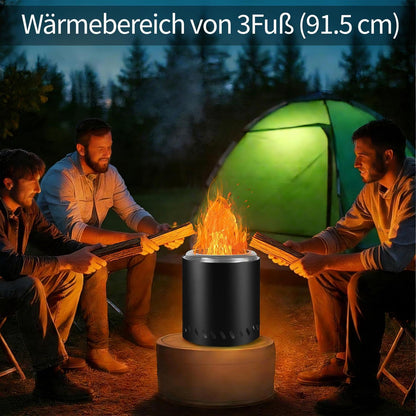 Rauchfreie Feuerschale Edelstahl – Tragbarer Camping Feuerkorb