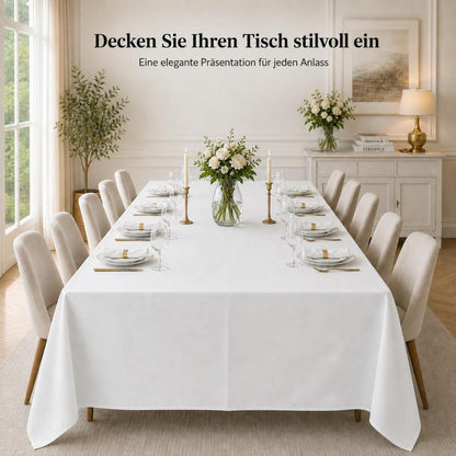 Weißes Tischdecken-Set 6er Pack, 229x335 cm, Rechteckig