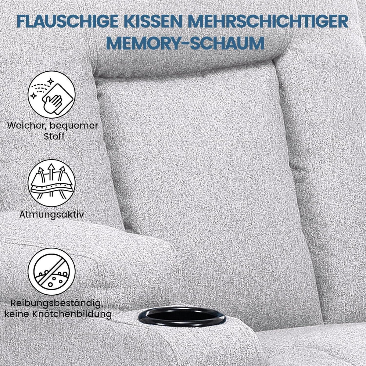Relaxsessel Stoff Hellgrau mit Verstellbarer Liegefunktion