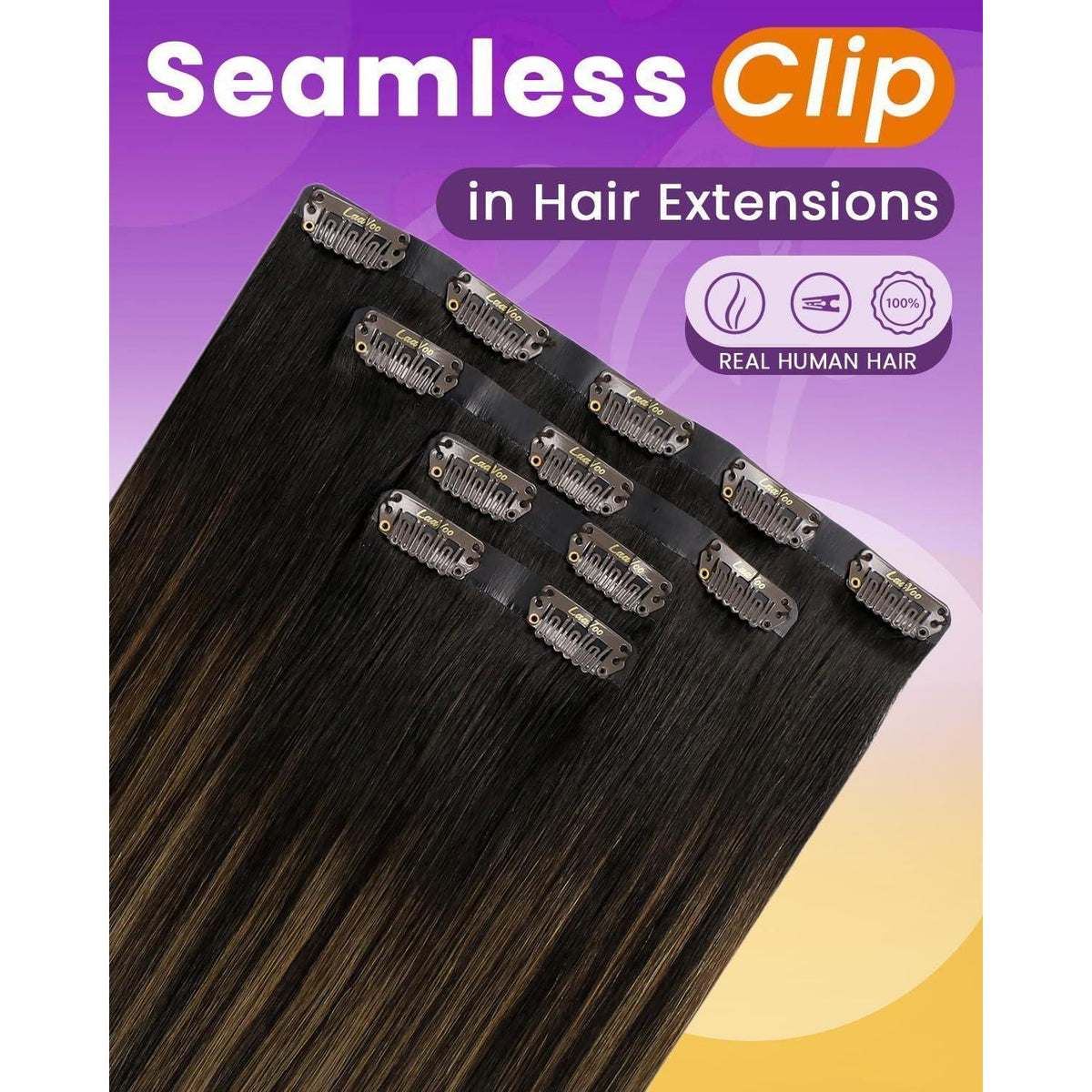 Echthaar Clip-in Extensions Braun Balayage 40cm
