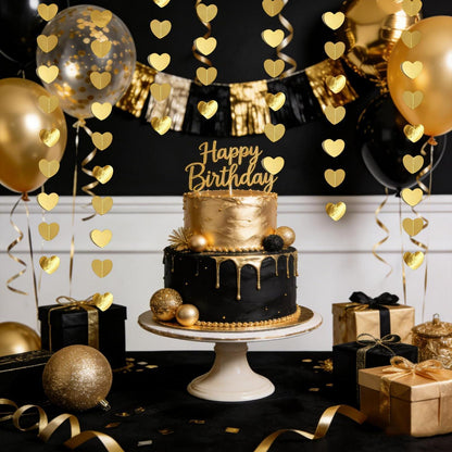 Goldene Herz Girlande 4m – Romantische Dekoration für Hochzeit & Party