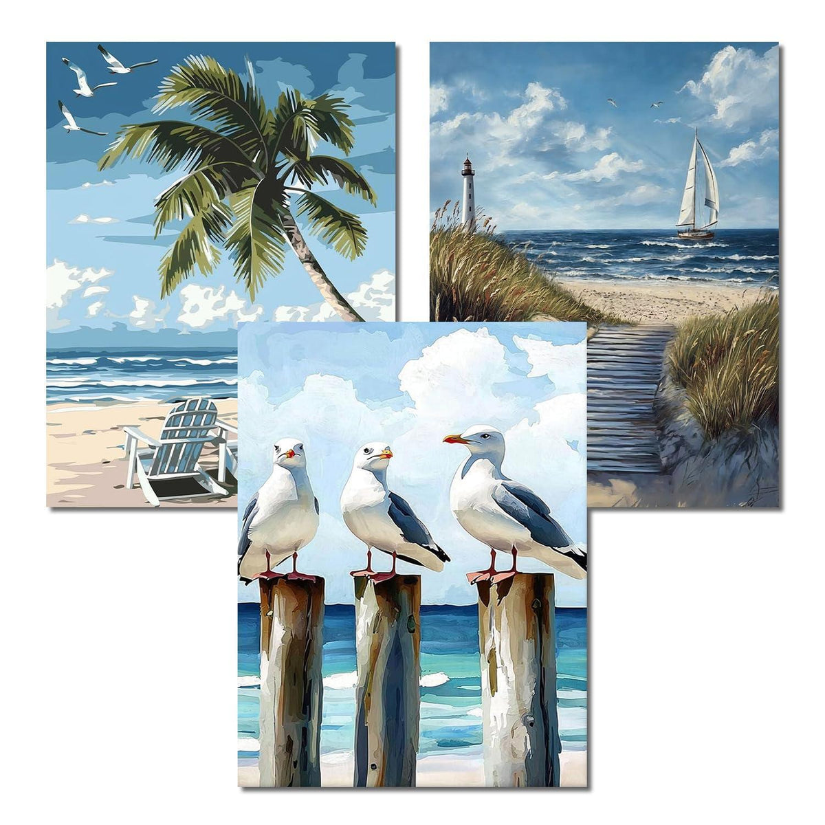 Strand Diamond Painting 3er Set 5D Landschaft Mosaik Bausatz