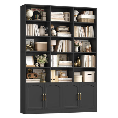Hochschrank mit Türen & 15 Fächern – Bücherregal 209 cm