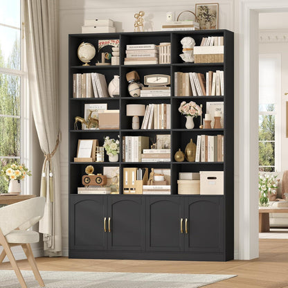 Hochschrank mit Türen & 15 Fächern – Bücherregal 209 cm