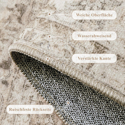 Vintage Teppich 240x300cm Beige – Waschbar & Robust für Wohnzimmer
