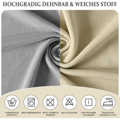 Elastische Stuhlhussen 6er Set - Hellgrau & Beige
