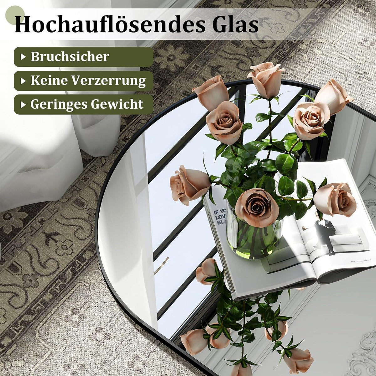 Großer Ganzkörperspiegel 195x95 cm mit Ständer – Stehend & Hängend