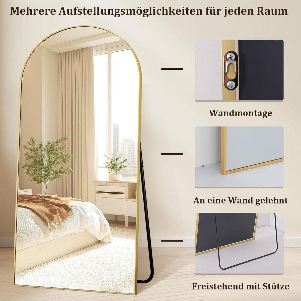 Großer Ganzkörperspiegel 195x95 cm mit Ständer – HD Standspiegel