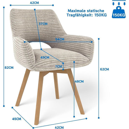 360° Drehbarer Esszimmerstuhl mit Armlehnen, Taupe